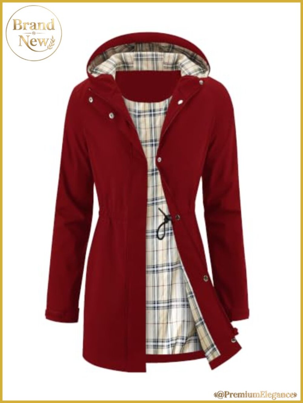 Women's Long Rain Jacket Waterproof Packable Hooded Windbreaker